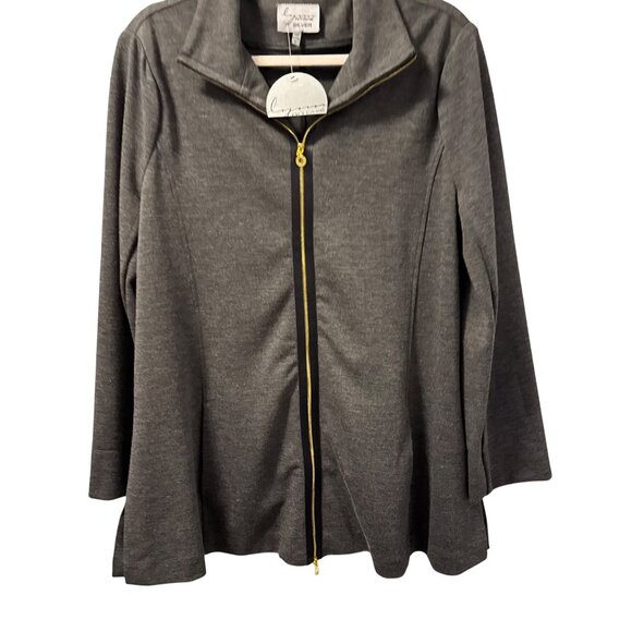 Lynne Richie Gray Zip-Up Jacket Sz Large Knit jacket. NWT - Picture 7 of 12